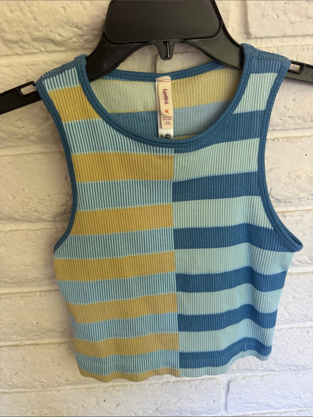 Lyrebird  Ribbed Tank Top in Blue and Mustard - Women Super Soft  size S/M